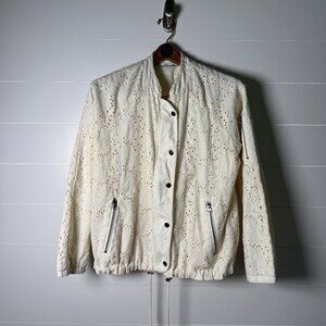 Dex Vanilla Cream Eyelet Bomber Jacket Size Medium